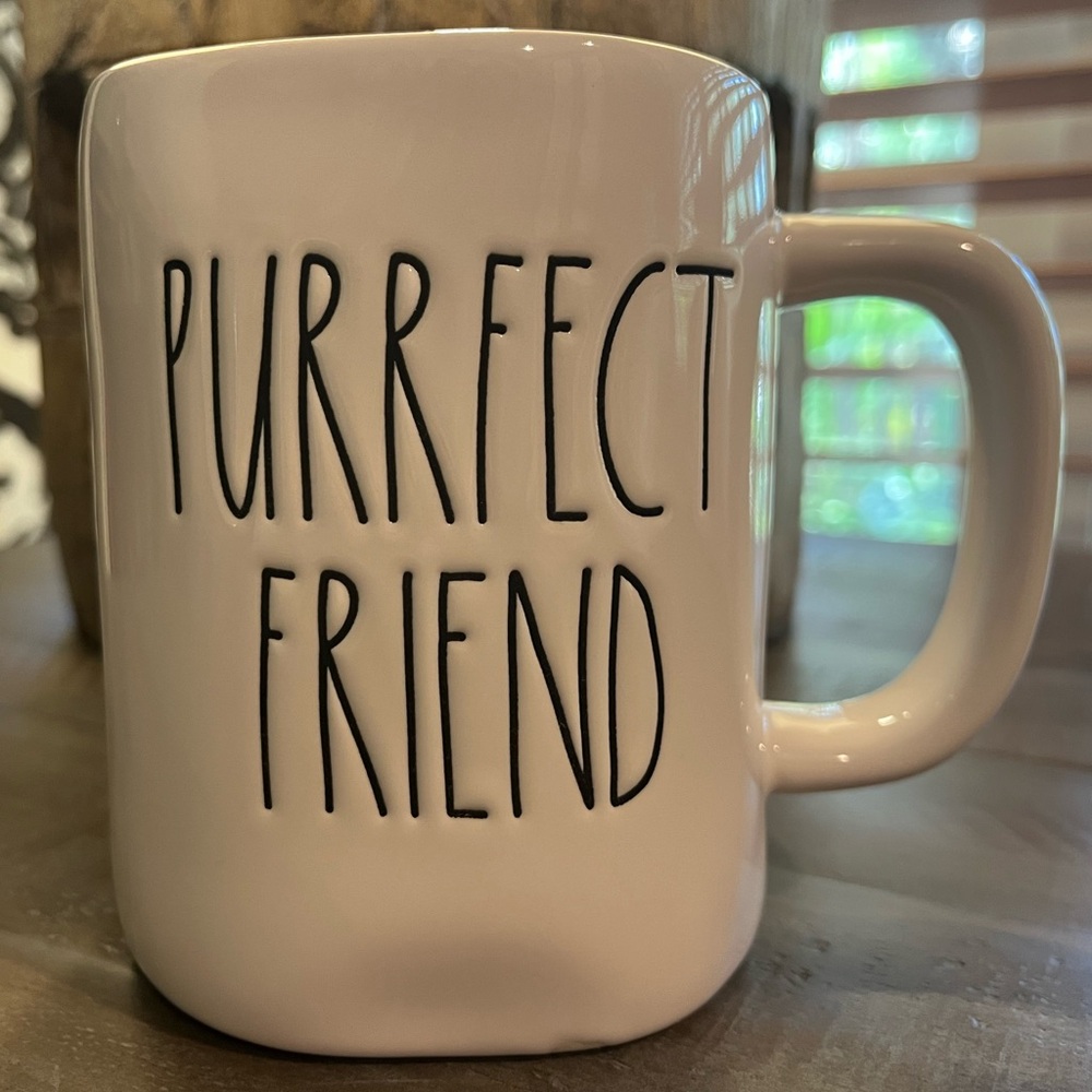 Rae Dunn White Mug with Black Text - ‘Purrfect Friend’